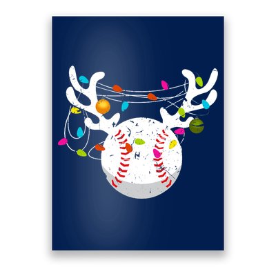 Christmas Lights Baseball Ball Funny Xmas Poster