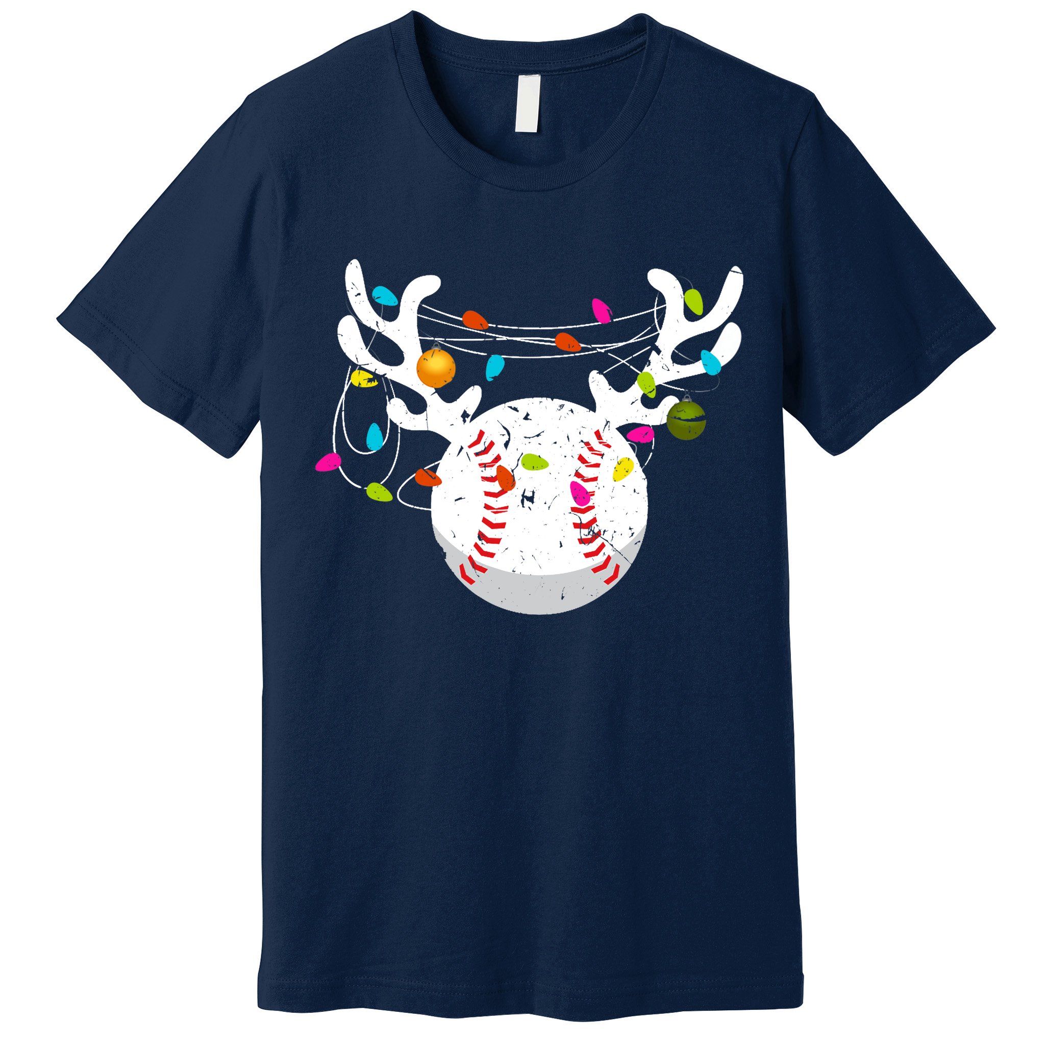 Christmas Lights Baseball Ball Funny Xmas Premium T-Shirt