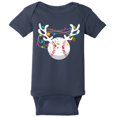 Christmas Lights Baseball Ball Funny Xmas Baby Bodysuit