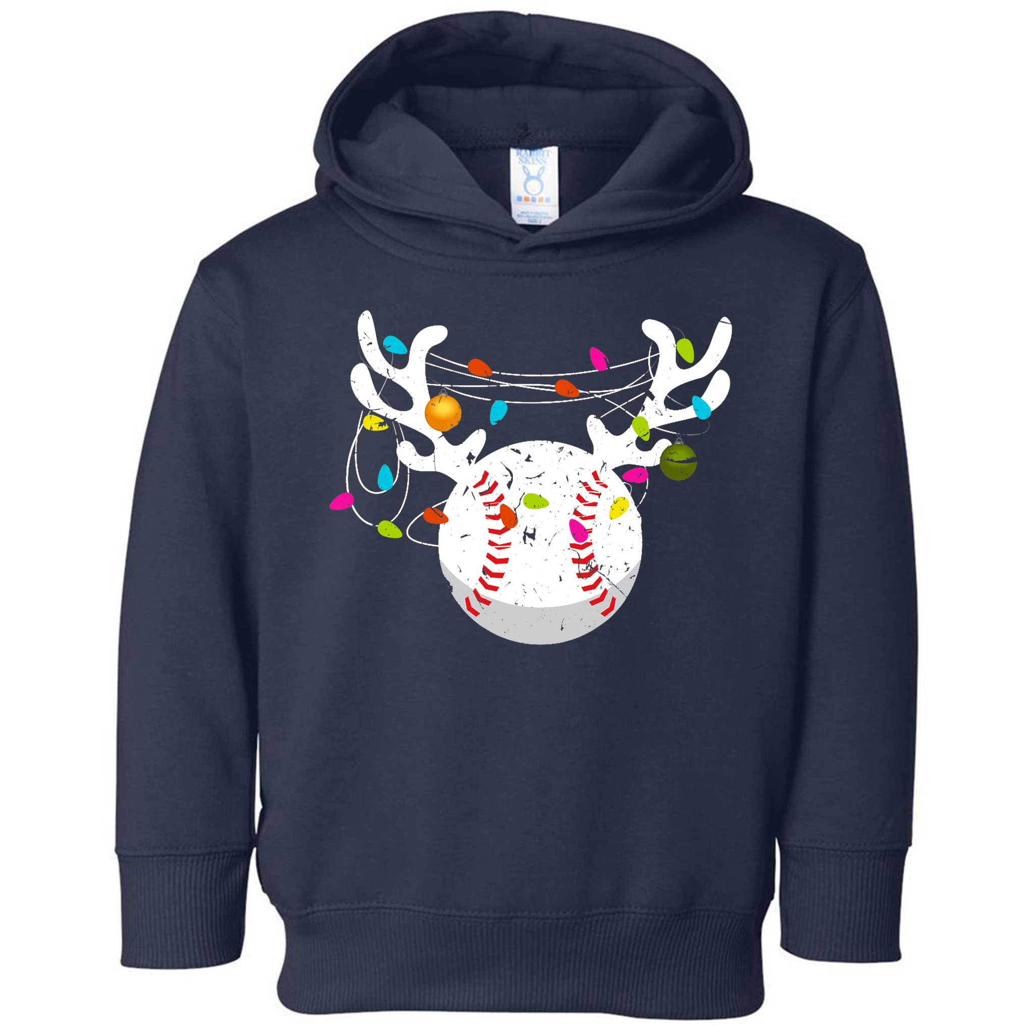 Christmas Lights Baseball Ball Funny Xmas Toddler Hoodie