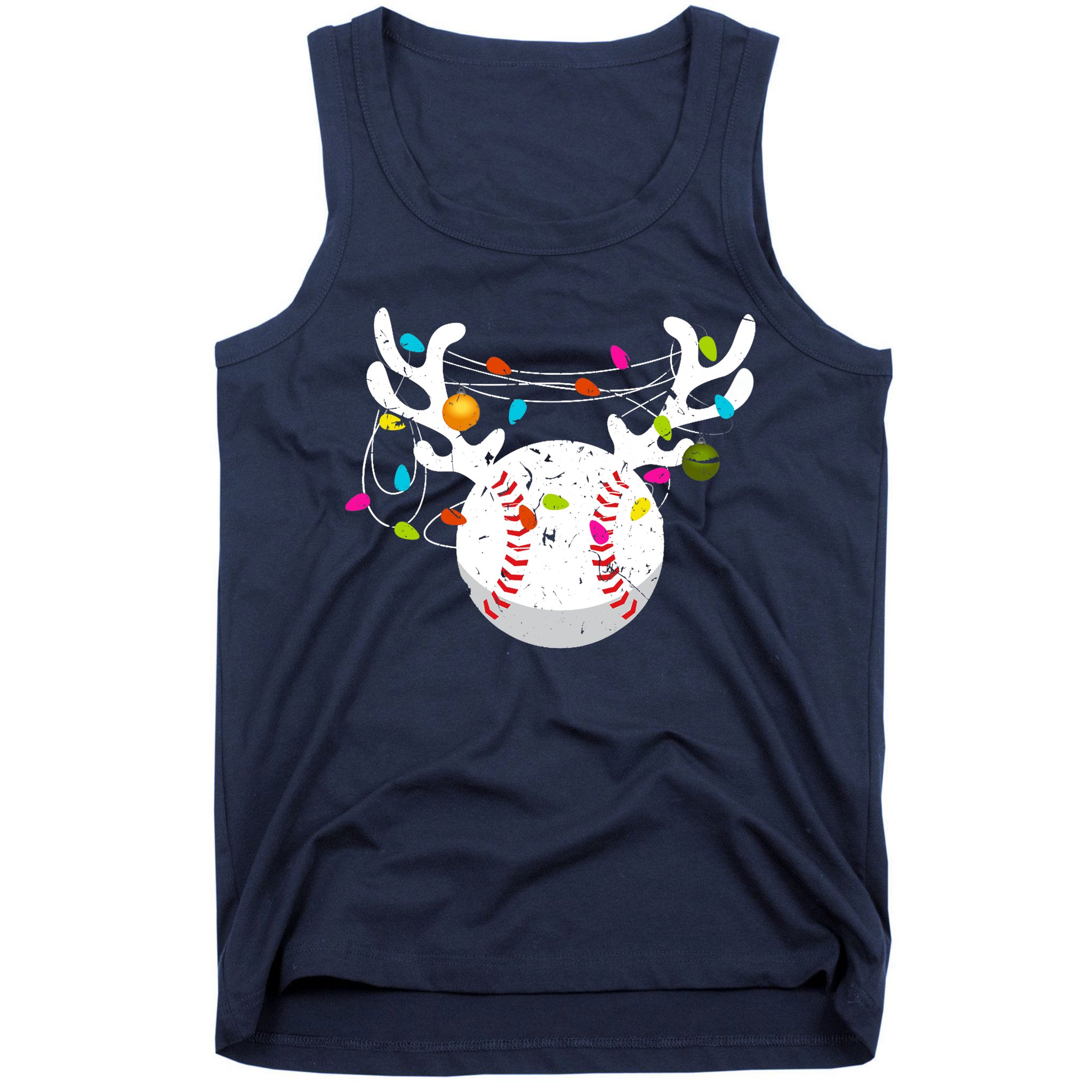 Christmas Lights Baseball Ball Funny Xmas Tank Top