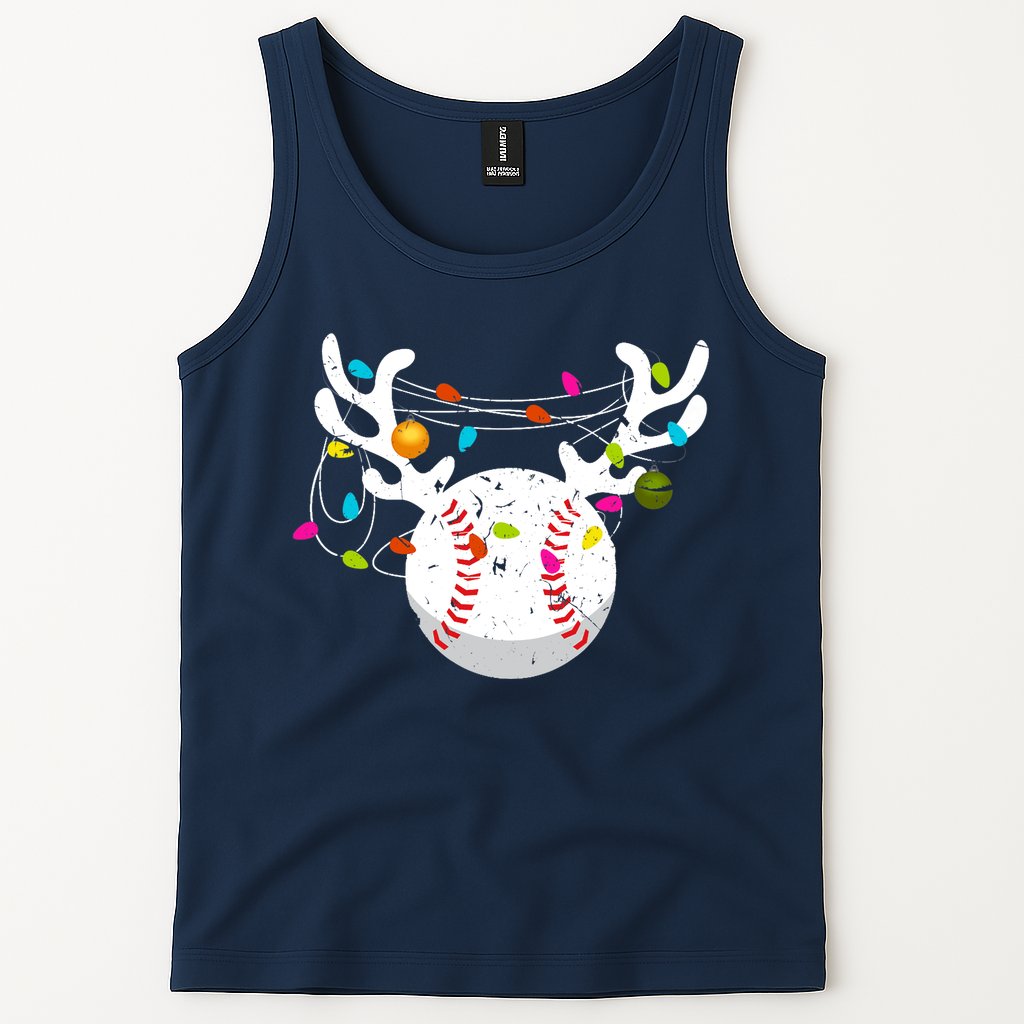 Christmas Lights Baseball Ball Funny Xmas Tank Top