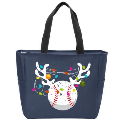 Christmas Lights Baseball Ball Funny Xmas Zip Tote Bag