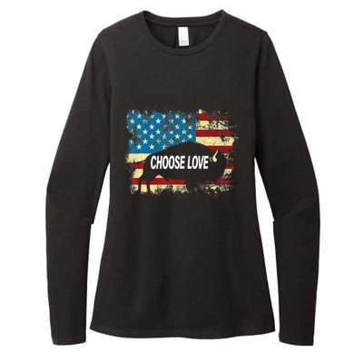 Choose Love Bills Buffalo Choose Love America Flag Womens CVC Long Sleeve Shirt