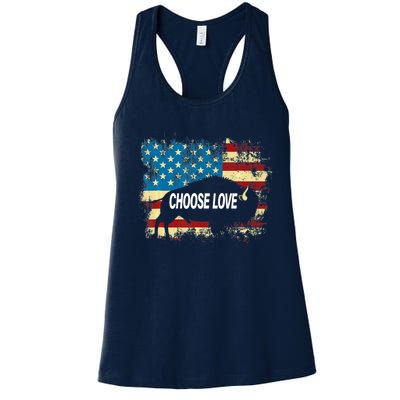 Choose Love Bills Buffalo Choose Love America Flag Women's Racerback Tank