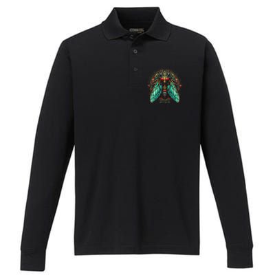 Cicada Lover Brood Xix Brood Xiii Year Of The Cicada 2024 Performance Long Sleeve Polo