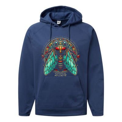 Cicada Lover Brood Xix Brood Xiii Year Of The Cicada 2024 Performance Fleece Hoodie