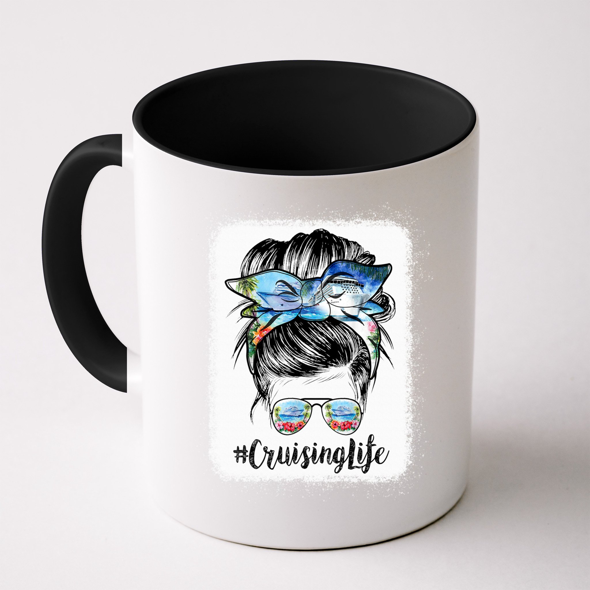 Cruising Life Cruise Messy Bun Hair Sunglasses Mom Great Gift Mug