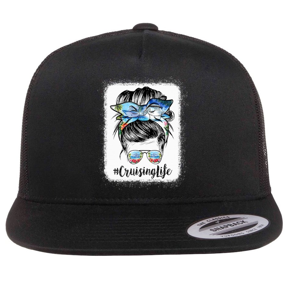 Cruising Life Cruise Messy Bun Hair Sunglasses Mom Great Gift Flat Bill Trucker Hat