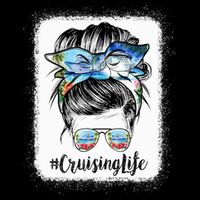Cruising Life Cruise Messy Bun Hair Sunglasses Mom Great Gift Flat Bill Trucker Hat