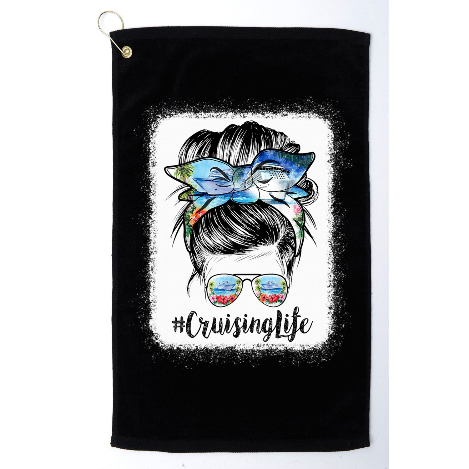 Cruising Life Cruise Messy Bun Hair Sunglasses Mom Great Gift Golf Towel