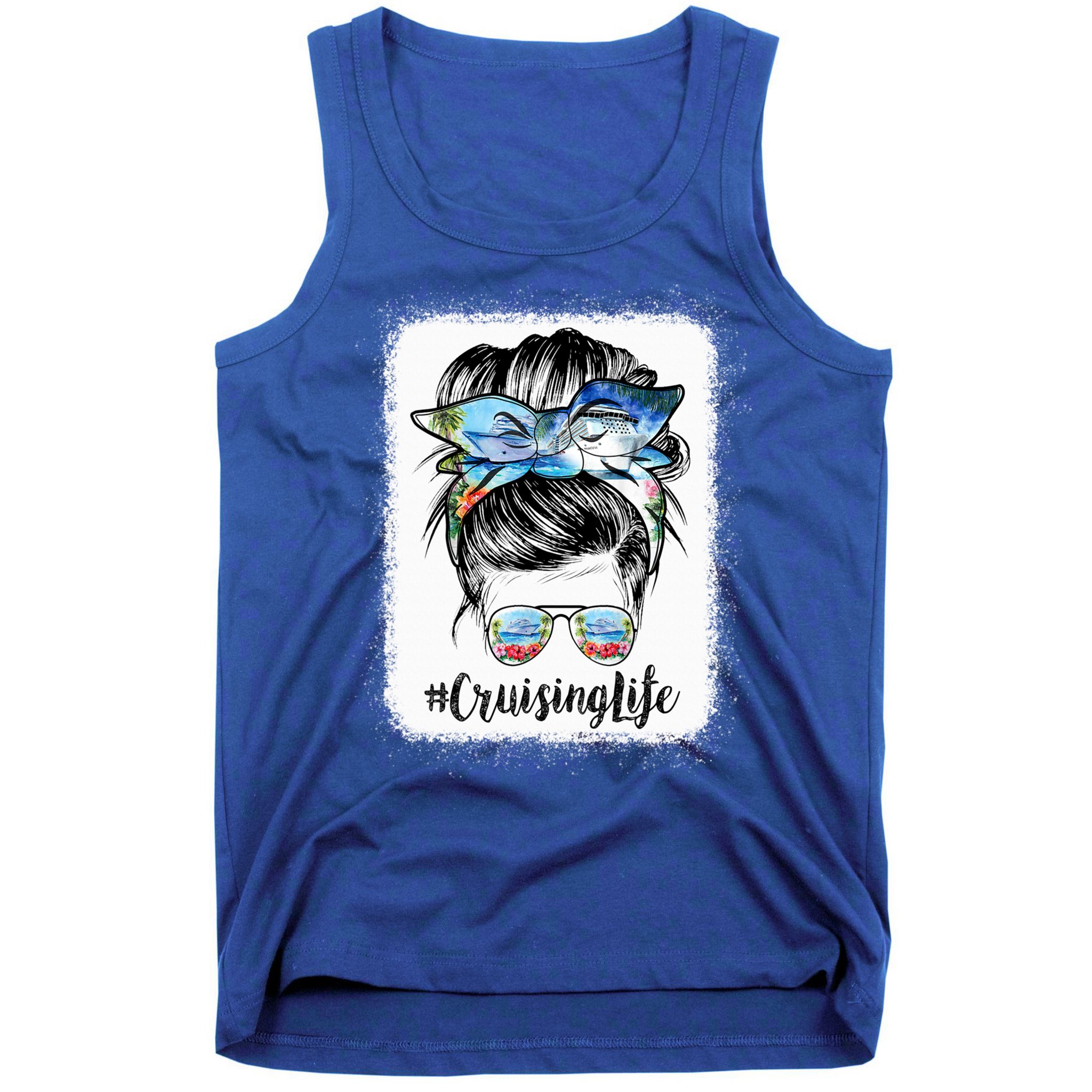 Cruising Life Cruise Messy Bun Hair Sunglasses Mom Great Gift Tank Top