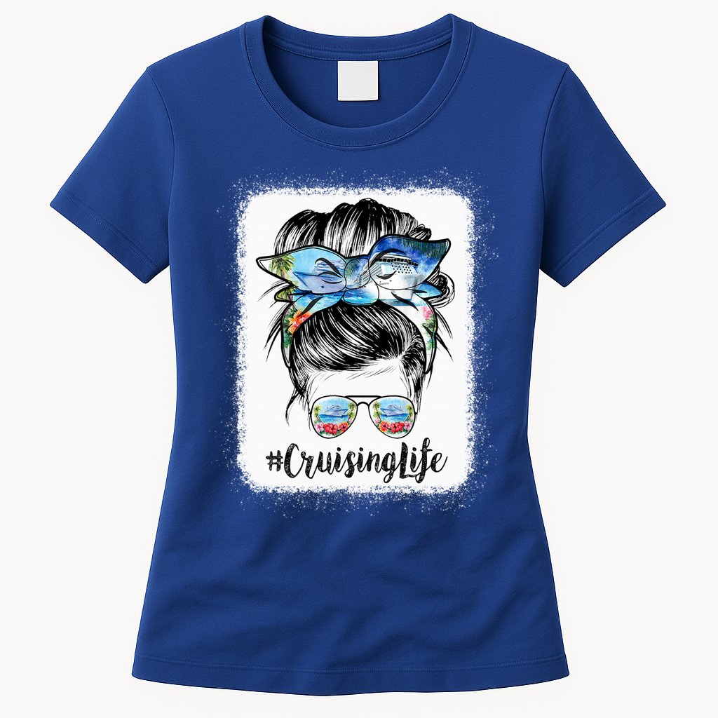 Cruising Life Cruise Messy Bun Hair Sunglasses Mom Great Gift Womens T-Shirt