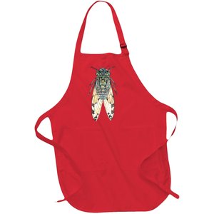 Cicada Lover Cicada Fest 2024 Funny Bug Lover Entomologist Summertime Full-Length Apron With Pockets