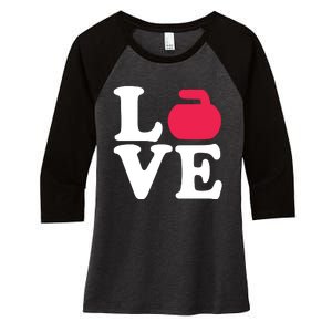 Curling Love Women's Tri-Blend 3/4-Sleeve Raglan Shirt