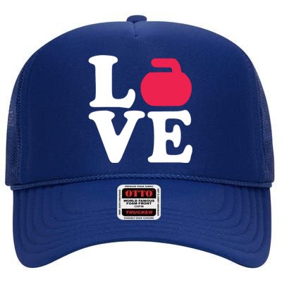 Curling Love High Crown Mesh Back Trucker Hat