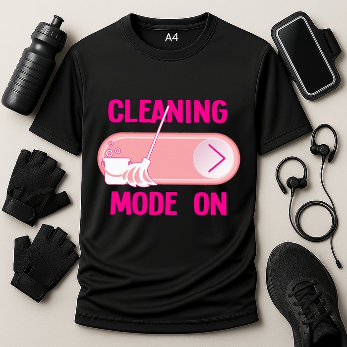 Cleaning Lady Cleaning Mode On Housekeeper Cooling Performance Crew T-Shirt