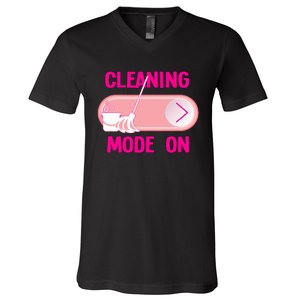 Cleaning Lady Cleaning Mode On Housekeeper V-Neck T-Shirt