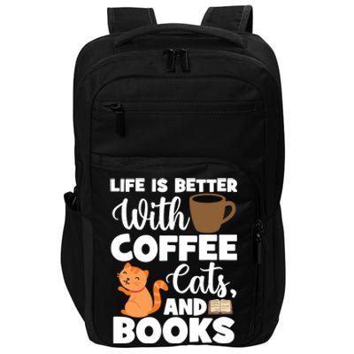 Cat Lovers Cats And Books Coffee Cats And Books Cat Books Impact Tech Backpack