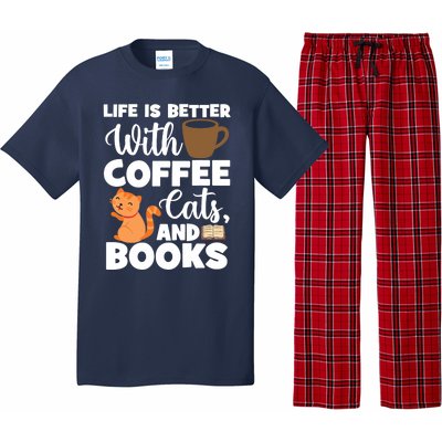 Cat Lovers Cats And Books Coffee Cats And Books Cat Books Pajama Set