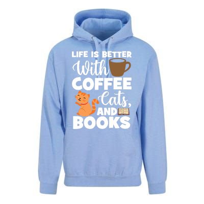 Cat Lovers Cats And Books Coffee Cats And Books Cat Books Unisex Surf Hoodie