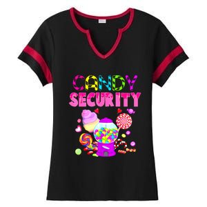 Candy Land Costume Women Candy Crew Funny Candy Security Ladies Halftime Notch Neck Tee