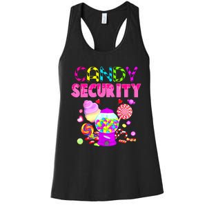 Candy Land Costume Women Candy Crew Funny Candy Security Women's Racerback Tank