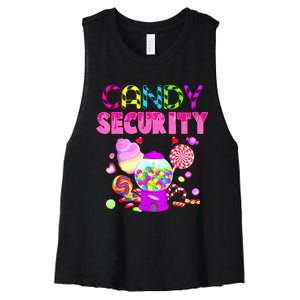 Candy Land Costume Women Candy Crew Funny Candy Security Women's Racerback Cropped Tank