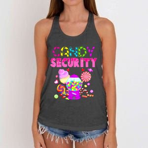 Candy Land Costume Women Candy Crew Funny Candy Security Women's Knotted Racerback Tank