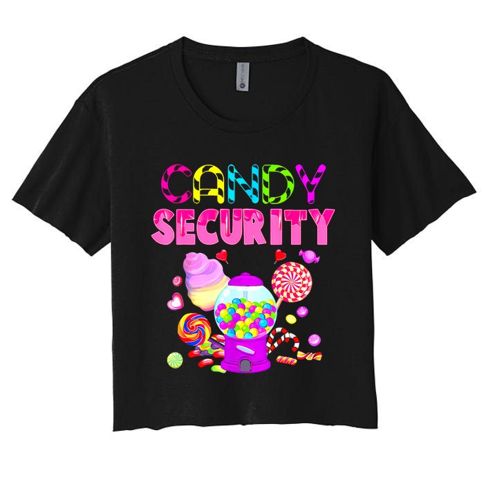 Candy Land Costume Women Candy Crew Funny Candy Security Women's Crop Top Tee