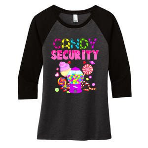 Candy Land Costume Women Candy Crew Funny Candy Security Women's Tri-Blend 3/4-Sleeve Raglan Shirt