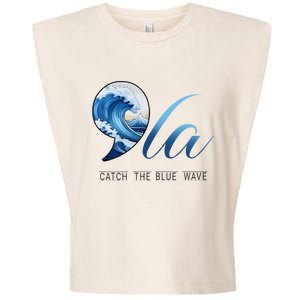 Comma La Catch The Blue Wave Vote Kamala President 24 Harris Garment-Dyed Women's Muscle Tee