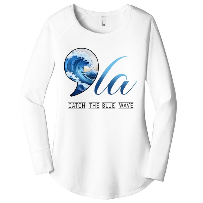 Comma La Catch The Blue Wave Vote Kamala President 24 Harris Women's Perfect Tri Tunic Long Sleeve Shirt