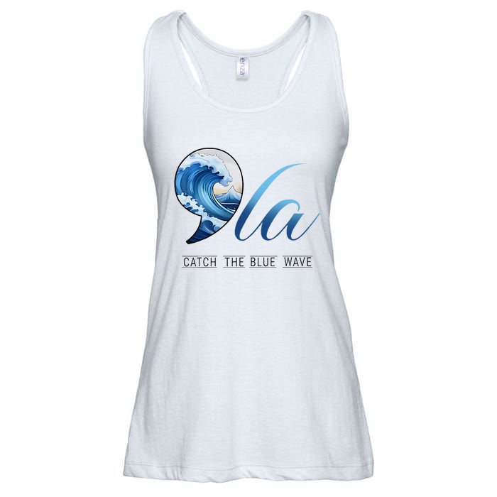 Comma La Catch The Blue Wave Vote Kamala President 24 Harris Ladies Essential Flowy Tank