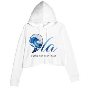 Comma La Catch The Blue Wave Vote Kamala President 24 Harris Crop Fleece Hoodie