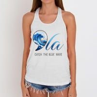 Comma La Catch The Blue Wave Vote Kamala President 24 Harris Women's Knotted Racerback Tank