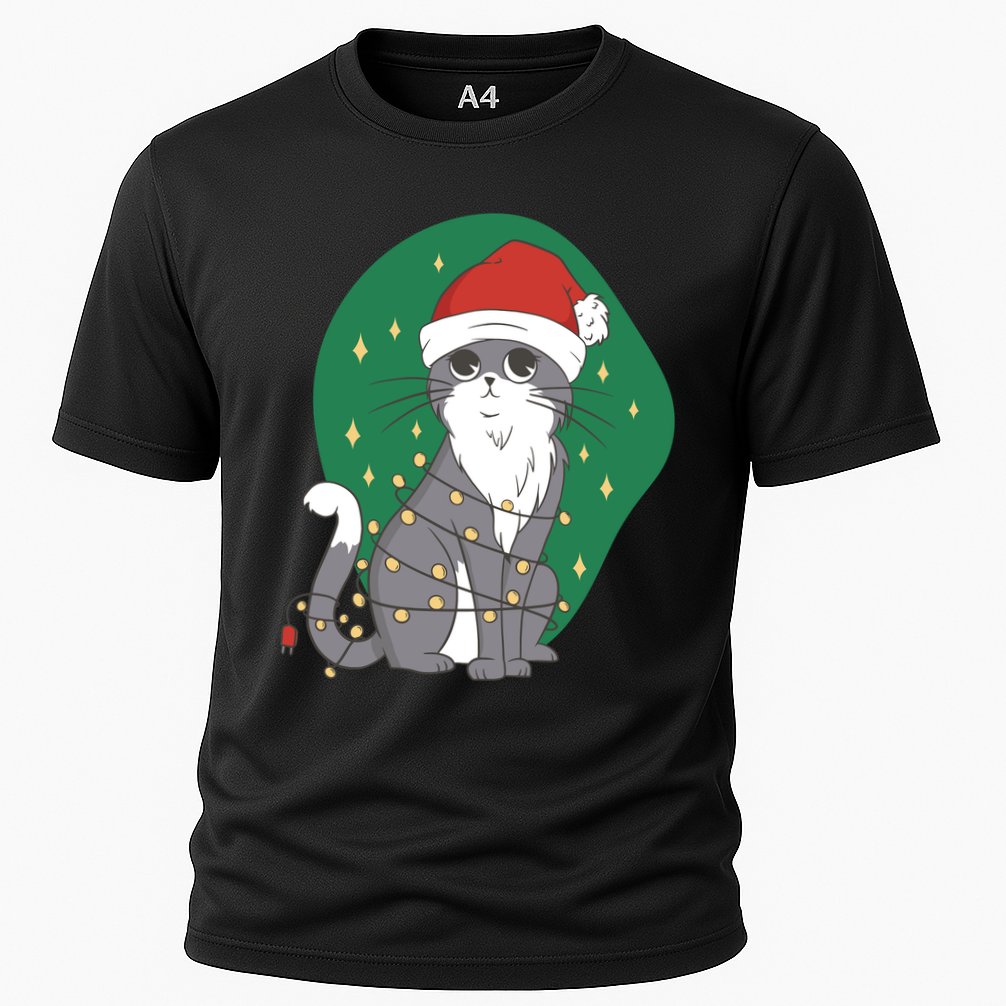 Christmas Lights Cute Cat Performance Shirt