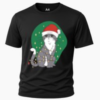 Christmas Lights Cute Cat Cooling Performance Crew T-Shirt