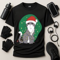 Christmas Lights Cute Cat Cooling Performance Crew T-Shirt