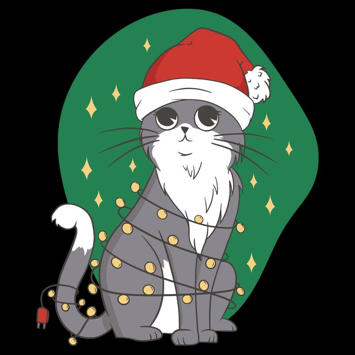 Christmas Lights Cute Cat Cooling Performance Crew T-Shirt