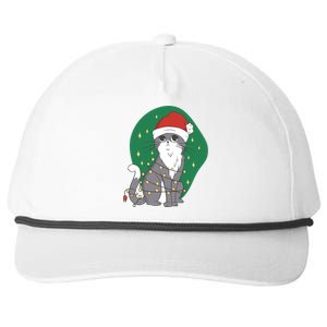 Christmas Lights Cute Cat Snapback Five-Panel Rope Hat