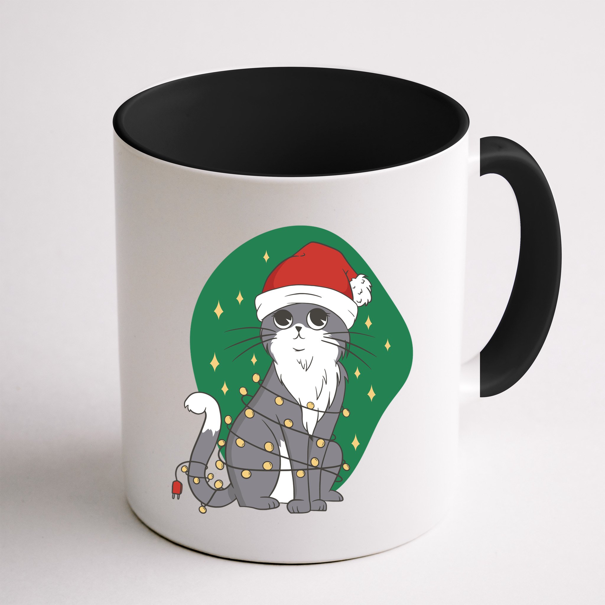Christmas Lights Cute Cat Mug
