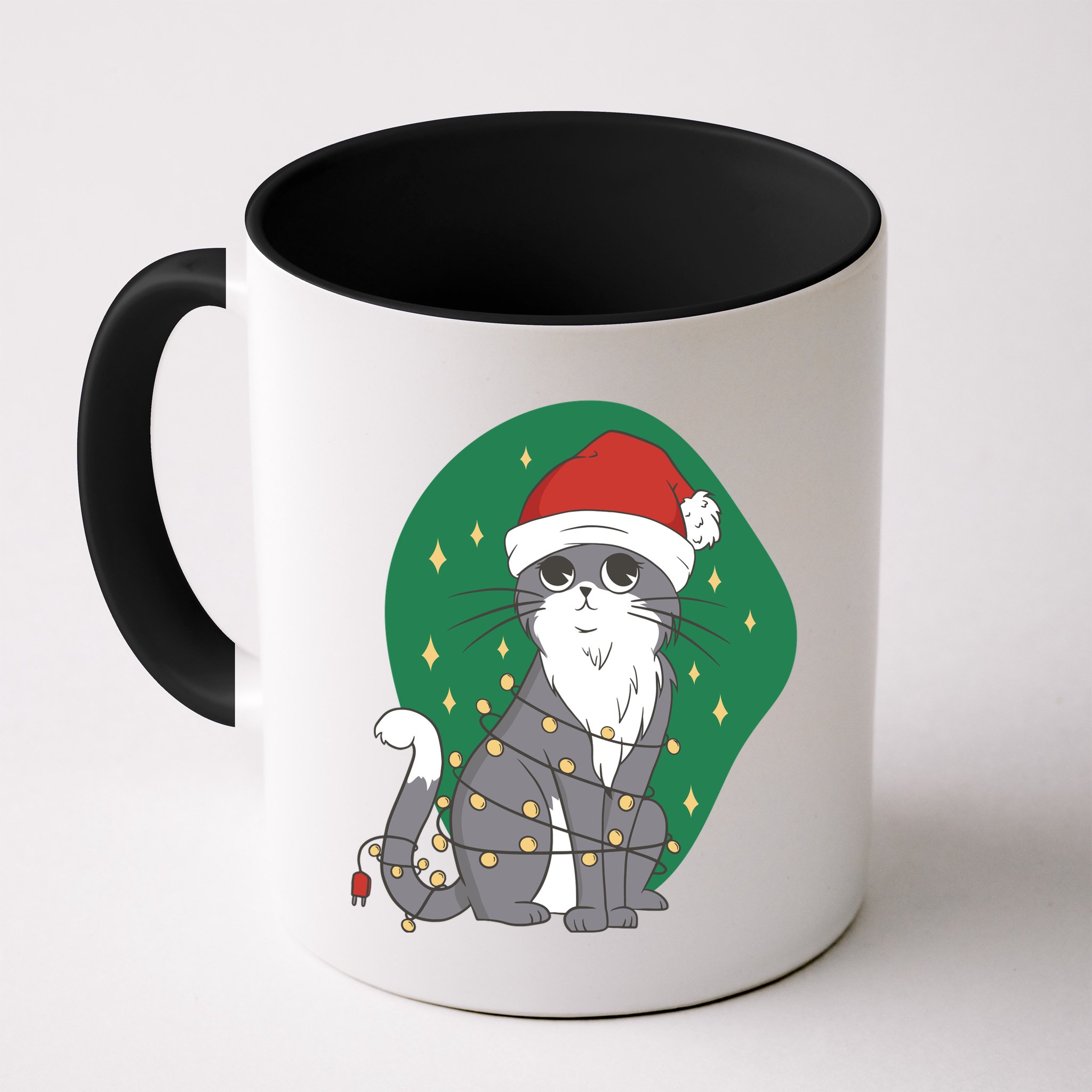 Christmas Lights Cute Cat Mug