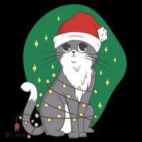 Christmas Lights Cute Cat Drawstring Bag