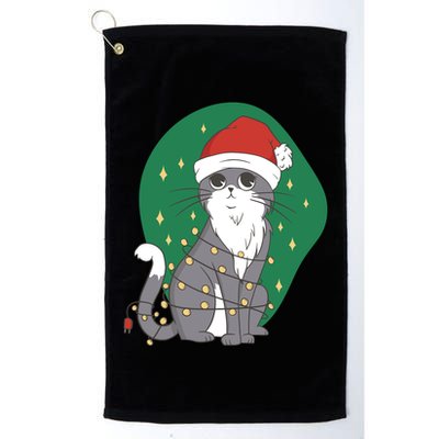 Christmas Lights Cute Cat Golf Towel
