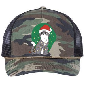 Christmas Lights Cute Cat Retro Rope Trucker Hat Cap