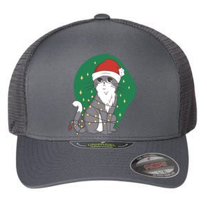 Christmas Lights Cute Cat Flexfit Unipanel Trucker Cap