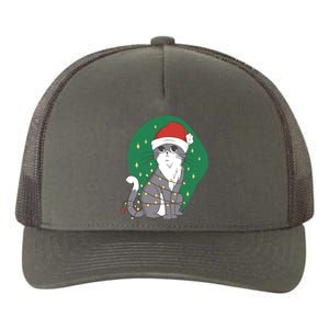 Christmas Lights Cute Cat Yupoong Adult 5-Panel Trucker Hat