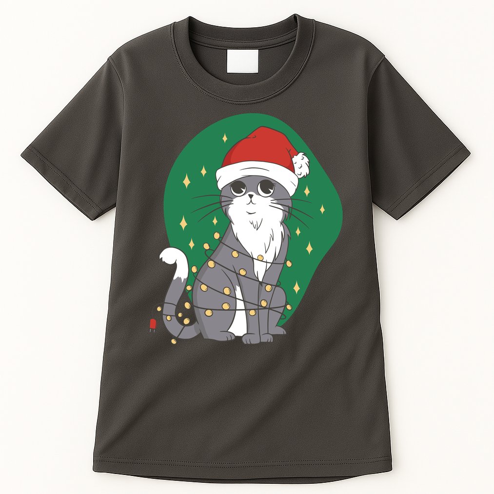 Christmas Lights Cute Cat Tall T-Shirt