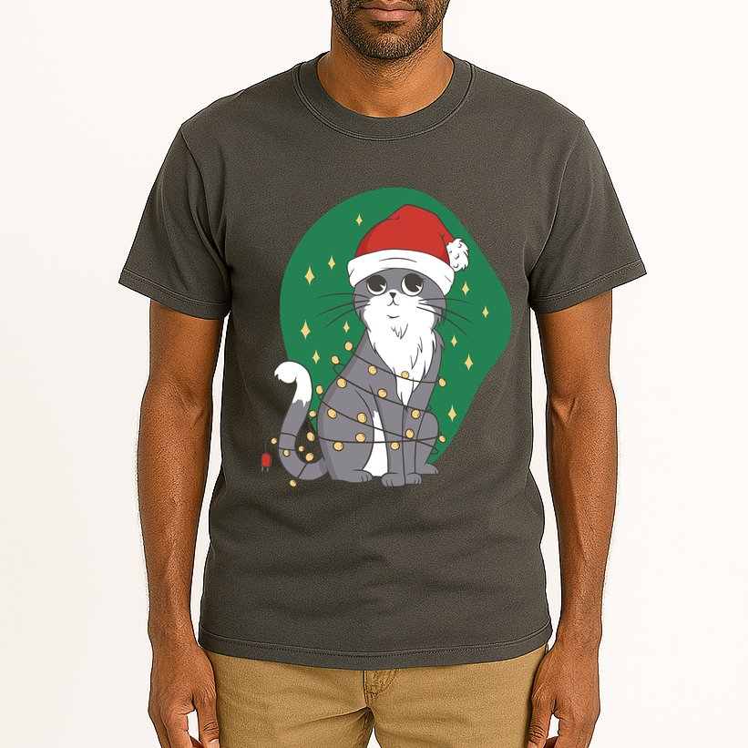 Christmas Lights Cute Cat Tall T-Shirt